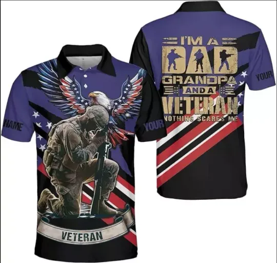 Personalized Veterans Day Short Sleeve Men's Polo Shirt Halloween Gift