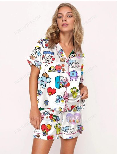 The Bangtan Boys Cute Pajama Set  Silky Soft Sleepwear Inspired by BTS