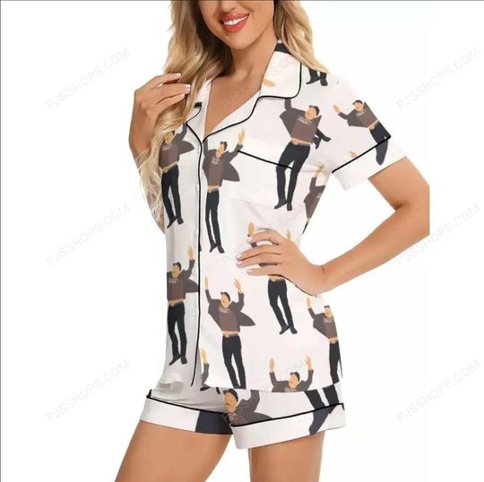 Elon Musk Jumping Musk Pajamas Women Short Sleeve Shorts Casual Sleepwear Homewear Set Cartoon Gift