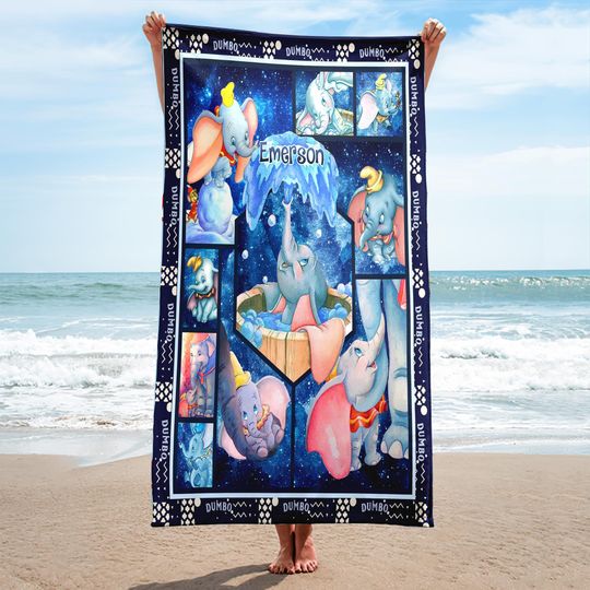 Discover Personalized Elephant Movie Beach Towel, Elephant Towel, Cartoon Movie Summer Beach Towel, Elephant Towel, Elephant Summer Vacation Gift