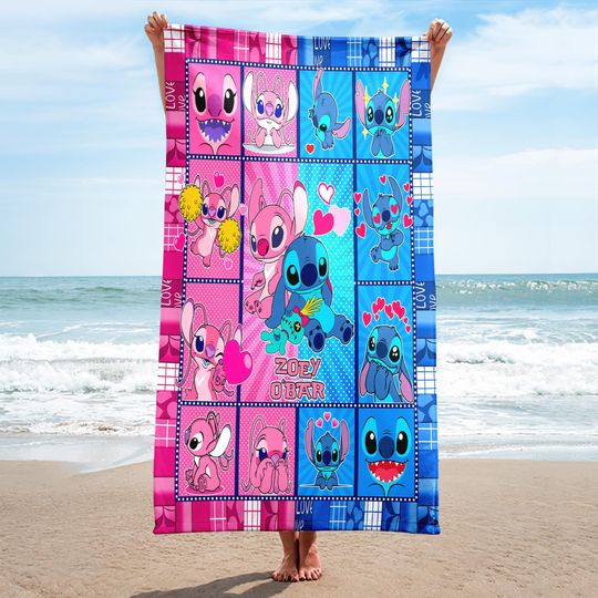 Discover Personalized Series Movie Beach Towel, Couple Towel, Dog Couple Summer Vacation Gift, Cartoon Towel, Couple Quilt Summer Beach Towel