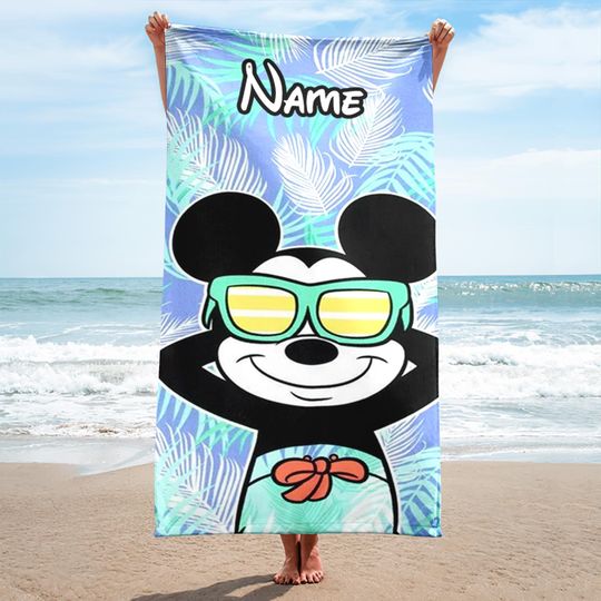 Personalized Cute Red Mouse Beach Towel, Animated Mouse Character Bath Pool Towel, Cute Cartoon Summer Vacation Gift, Magic Kingdom Towel