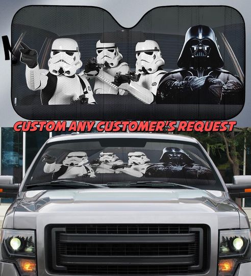 Personalize Star Wars Car Windshield, Stormtrooper Starwars Iconic Characters Space Battle Movie Car Sunshade, Darth Vader Accessories Gift