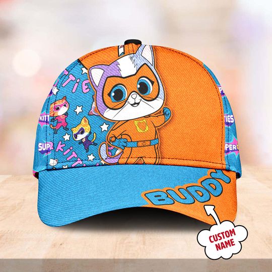 Super Kitties Character Summer Baseball Cap, Buddy Trip Hat, Gift For Kid Adult, Gift For Friend, Buddy Cartoon Character Classic Cap