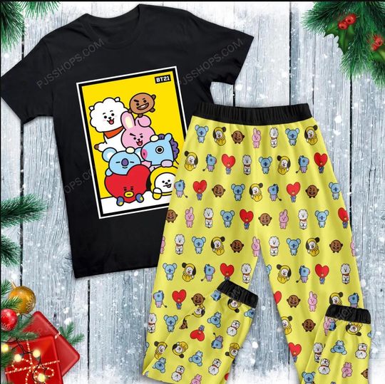 BTS Pajamas Set, BTS Music Family Pajamas, BTS Family Holiday Pajamas Set.