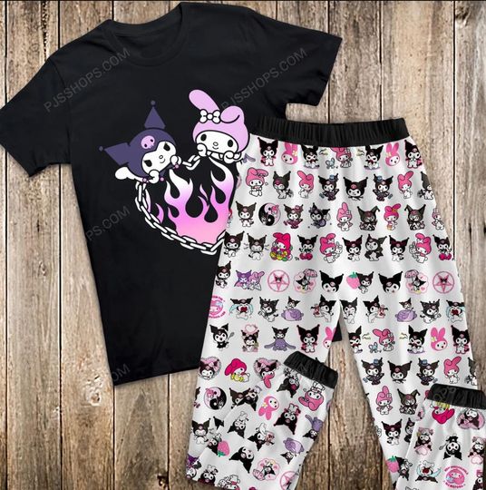 Kuromi Christmas Pajamas Set, Kuromi Personalized Family Pajamas, Kuromi Family Christmas Pajamas Set.
