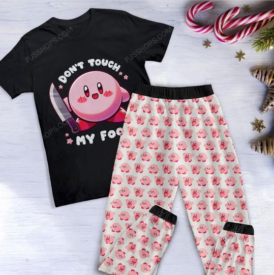 Don't Touch My Food Pajamas Set, Kirby Personalized Family Pajamas, Family Christmas Pajamas Set.