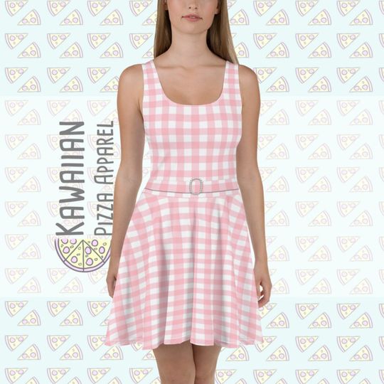 Discover Pink Gingham Skater Dress