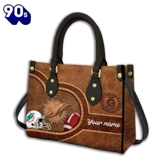 Personalized Miami Football Team Dolphinss Leather Handbag Gift