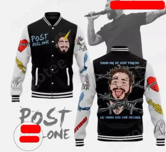 Discover Post Mal.one Damn My Ap Goin Psycho Lil Mama Bad Like Michael Baseball Jacket