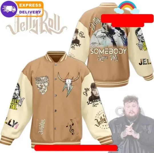 Jelly Roll Somebody Save Me Baseball Jacket