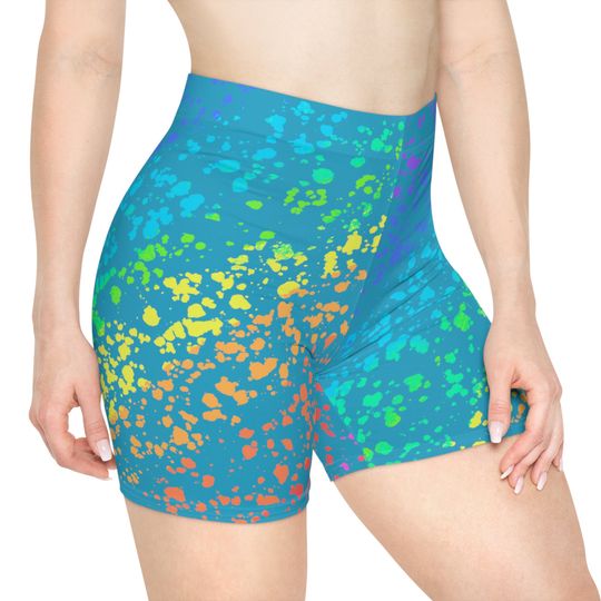 Multicolor patterned(Turquoise), Women's Biker Shorts (AOP)