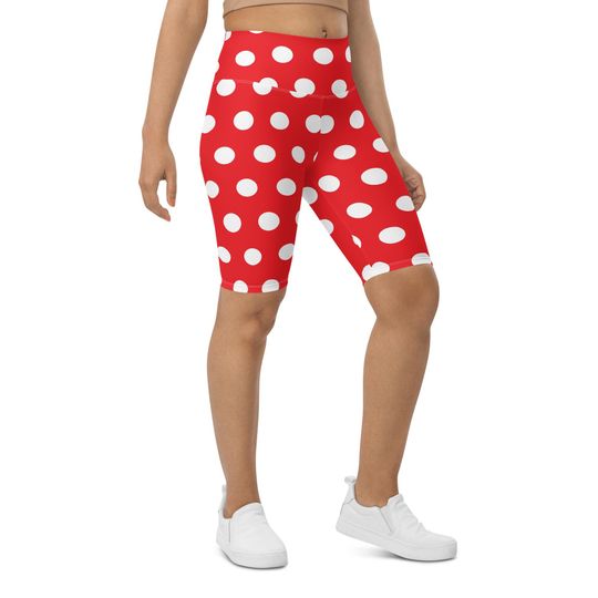 Discover Minnie Mouse red polka dot womens Biker Shorts Disney activewear run Disney costume