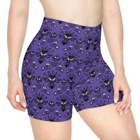 Haunted Mansion Wallpaper Inspired Women's Biker Shorts - Embrace Elegance and Comfort for Disney Adventures!