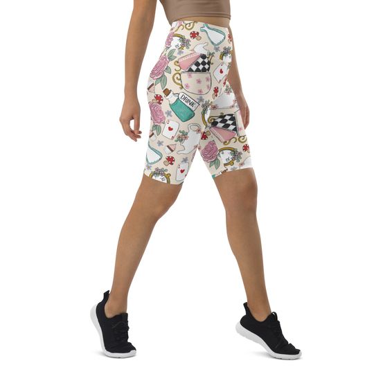 Into the rabbit hole Alice inspired Biker Shorts