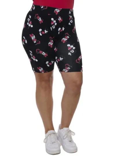 Women's Plus Size Disney Mickey Mouse Bike Shorts All-Over Print Black