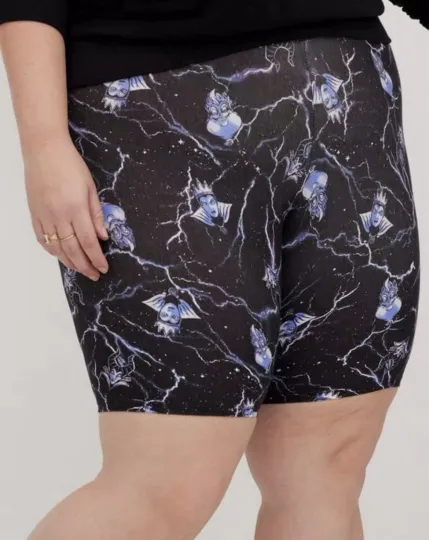 NWT Torrid Disney Villains Print Elastic Waist Bike Shorts Women’s Size 2X