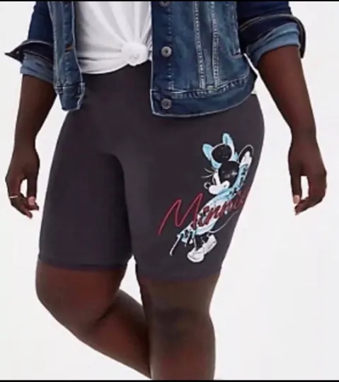 Women's Plus Size Disney Mickey Mouse Bike Shorts All-Over Print Black