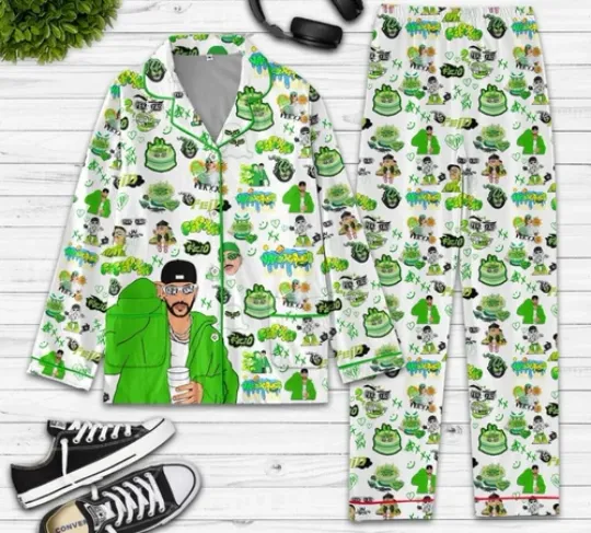 Discover Feid Frexxo Green Love Fan  Pajamas Set