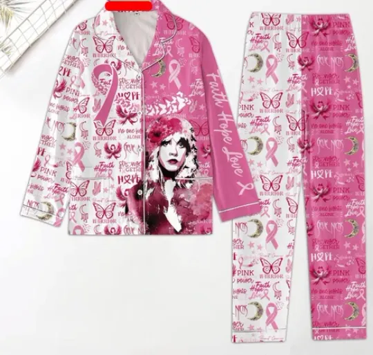 Stevie Nicks Faith Hope Love Breast Cancer Warrior Pajamas Set