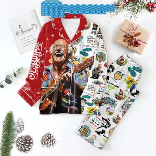 Jimmy Buffett Christmas WastinAway Again Pajamas Set
