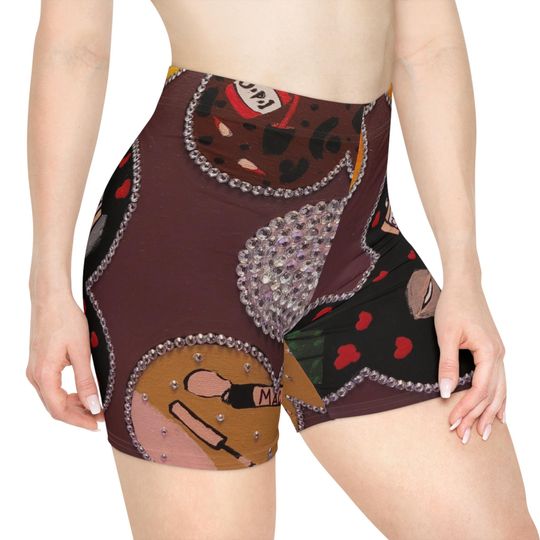 Boss Vibes Women's Biker Shorts with Fun Lipstick and Nail Polish Prints, Workout Apparel, Activewear, Gift for Her, Casual Outfit, Summer