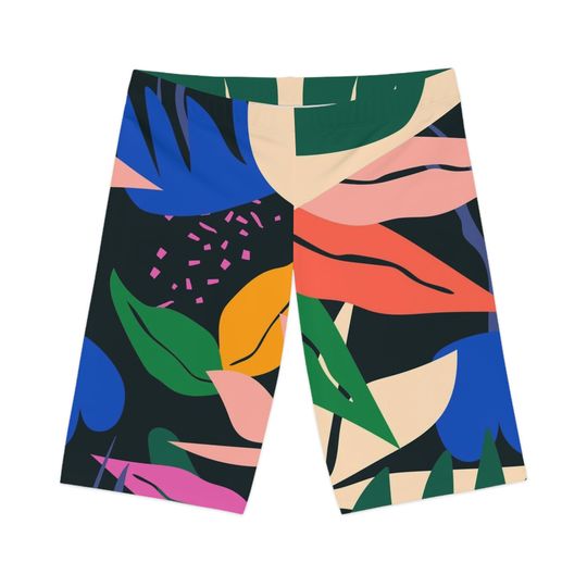 Women's Floral Bike Shorts, Women's Fitness Shorts, Gym Shorts