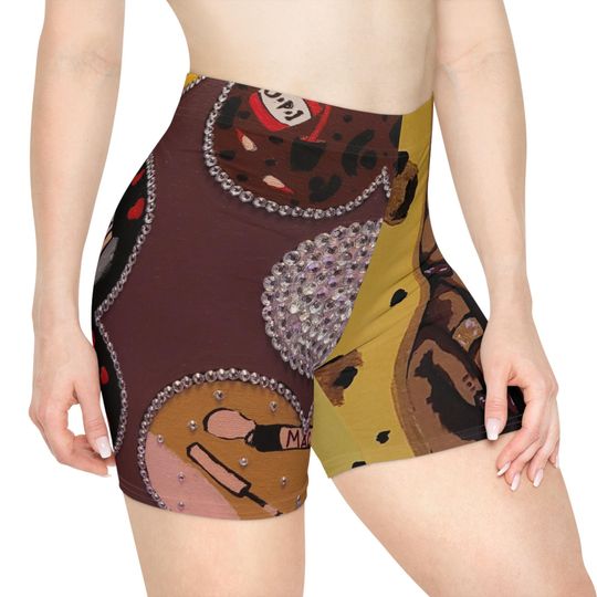 Vibez Mashup Women's Biker Shorts, Trendy Activewear, Unique Workout Clothing, Festival Outfits, Summer Essentials, Casual Athleisure