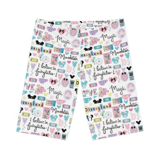 Whimsical Disney-Inspired Women's Bike Shorts, Fantasy Activewear, Cute Cycling Gear, Magical Gifts for Disney Lovers, Summer Workout