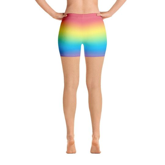 Pastel Rainbow Ombre Bike Exercise Shorts - Bike, Yoga, Running, Dance, Pride
