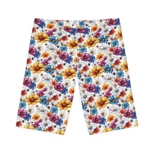 Floral Women's Bike Shorts, Comfortable Summer Activewear, Vintage Floral Pattern, Perfect for Cycling, Workout, Outdoor Activities