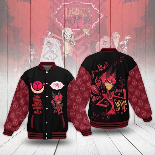Hazbin Hotel Alastor Baseball Jacket, Anime Series Jacket Men, Hazbin Hotel Movie Racing Jacket, Charlie Morningstar Tee, Cartoon Gifts