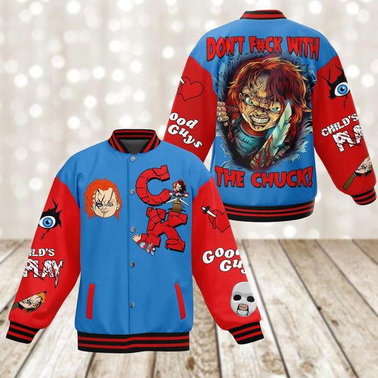 Chucky Baseball Jacket, Chucky Jacket, Horror Baseball Jacket, Halloween Jacket, Horror Movie Jacket, Chucky Gift, Gift For Horror Fan