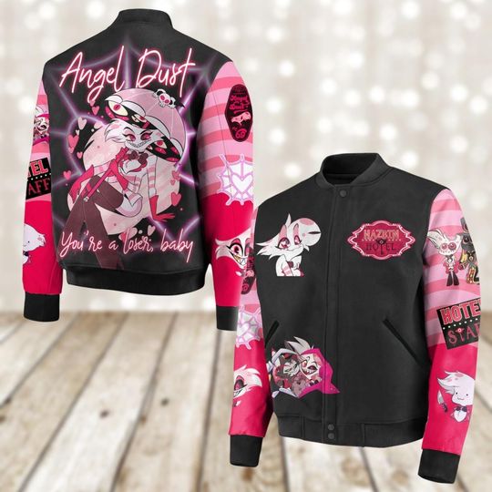 Angel Dust Hazbin Hotel Baseball Jacket, Charlie Alastor Morningstar Jackets For Men, Anime Series Jacket, Cartoon Movie Fan Gifts