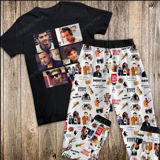 One Direction Pajamas Set, One Direction Personalized Family Pajamas, One Direction Family Christmas Pajamas Set.