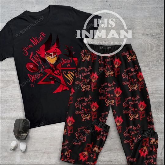 Hazbin Hotel Pajamas Set, Personalized Family Pajamas, Hazbin Hotel Family Christmas Pajamas Set.