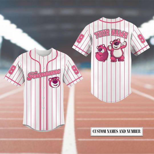 Custom Team Name Number Toy Story Lotso Bear Baseball Jersey, Disney Lotso Pinstripe Jersey, Custom Baseball Jersey for Men Women Youth