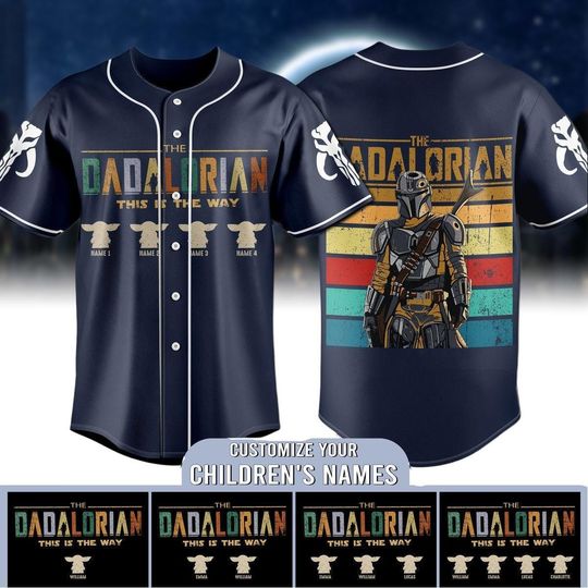 Star Wars Dadalorian Baseball Jersey, The Dadalorian This Is The Way Jersey, Personalized Dad And Kids T-Shirt, Star Wars Dad Gift Tee