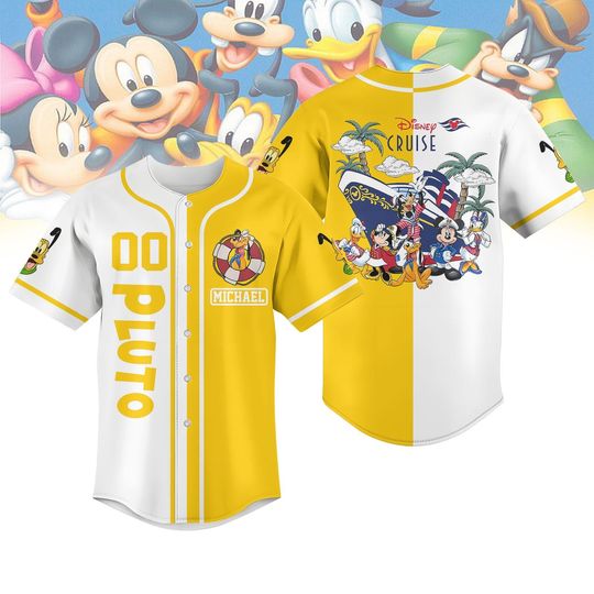Pluto Disney Cruise 2025 Baseball Jersey, Pluto And Friends Cruise Watercolor Jersey For Kids, Disneyland Matching Family T-Shirt