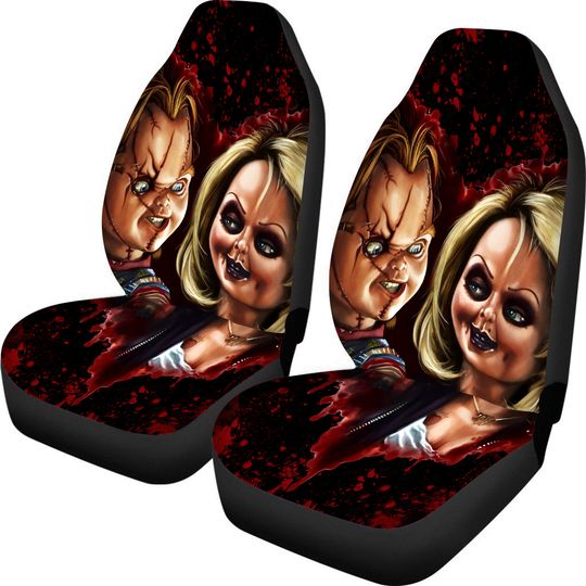 Chucky And Tiffany Couple Forever Together Halloween Car Seat Covers, Horror Car Seat Covers, Car Seat Protector, Car Seat Cover