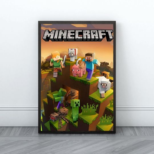 Minecraft Prints, Creeper, Steve, Zombie,Nursery Decor, Video Game Digital Print, Kids Room Decor Wall Art Playroom, Minecraft Wall Art
