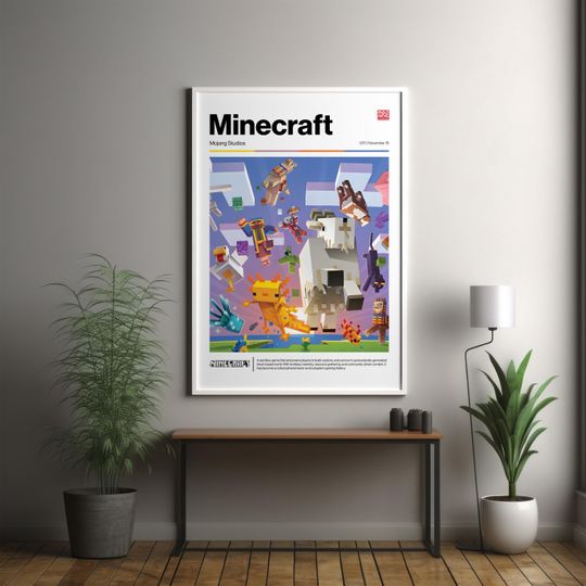 Minecraft poster | Minecraft wall art decor | Video game poster | Minimalist game print | Survival-Adventure | Gamer room decor | Gamer gift