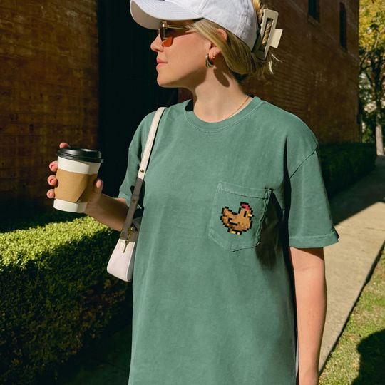 Stardew Valley Chicken T-Shirt | Pixel Farming Game Shirt | Cute Gamer Girl Tee | Gift for Cozy Gamers