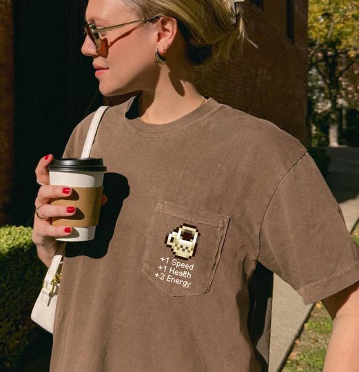 Stardew Valley Coffee T-Shirt | Pixel Farming Game Shirt | Cute Gamer Girl Tee | Gift for Cozy Gamers