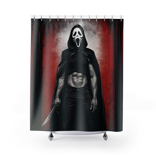 Ghostface Shower Curtains, Horror Movie Bathroom Decor, Scary Movie Themed Bathroom Accessories, Slasher Film