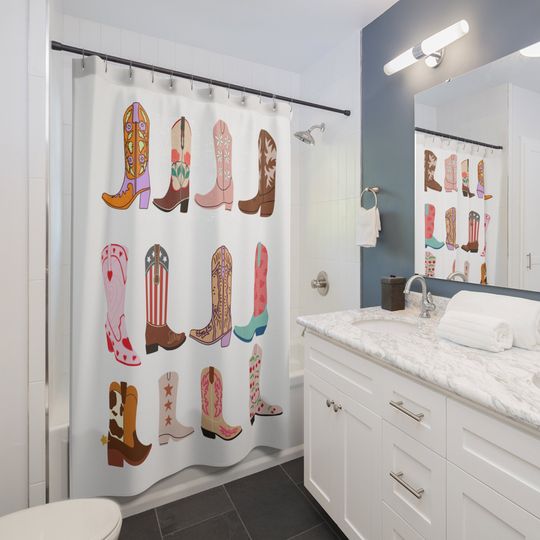 Discover Cowboy Boots Shower Curtain, Fabric Shower Curtain, Cowgirl Boots  Shower Curtain, Western Shower Curtain, Bath Shower Curtain