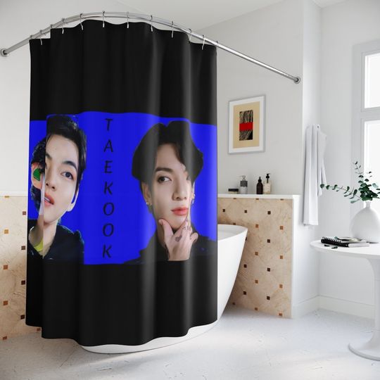 Discover taekook bathroom decor kpop artist b t s korean hottest men music group band decor vkook polyester shower curtain