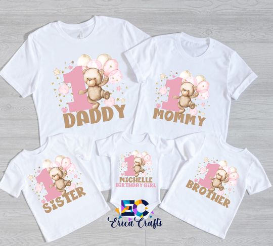 Discover Teddy Bear Birthday Shirt pink, Bear Birthday Matching Family Shirt, Teddy bear girl birthday shirts, Family Beary First Birthday shirt pink