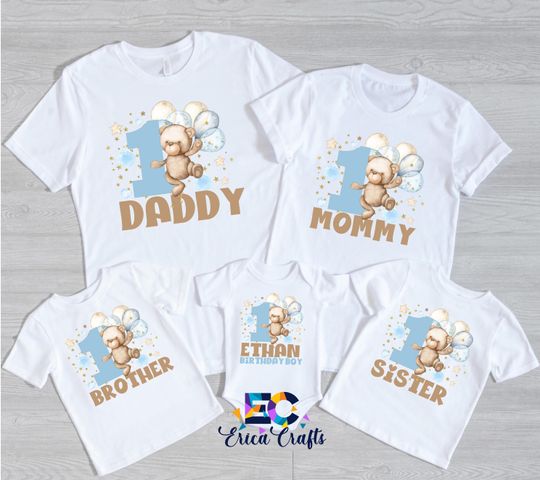 Discover Teddy Bear Birthday Shirts blue, Bear Birthday Matching Family Shirts, Teddy bear birthday shirts, Family Beary First Birthday shirts