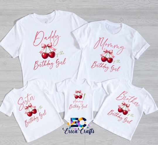 Discover Cherry First Birthday Matching Family Shirts, Sweet One 1st Birthday Outfit, Cherry On Top First Birthday Party,Cherry coquette birthday